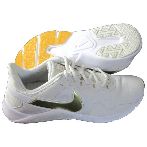 Women's Nike Legend Essential 2 Running Training Shoes Platinum Gold Sizes NIB - Picture 2 of 5